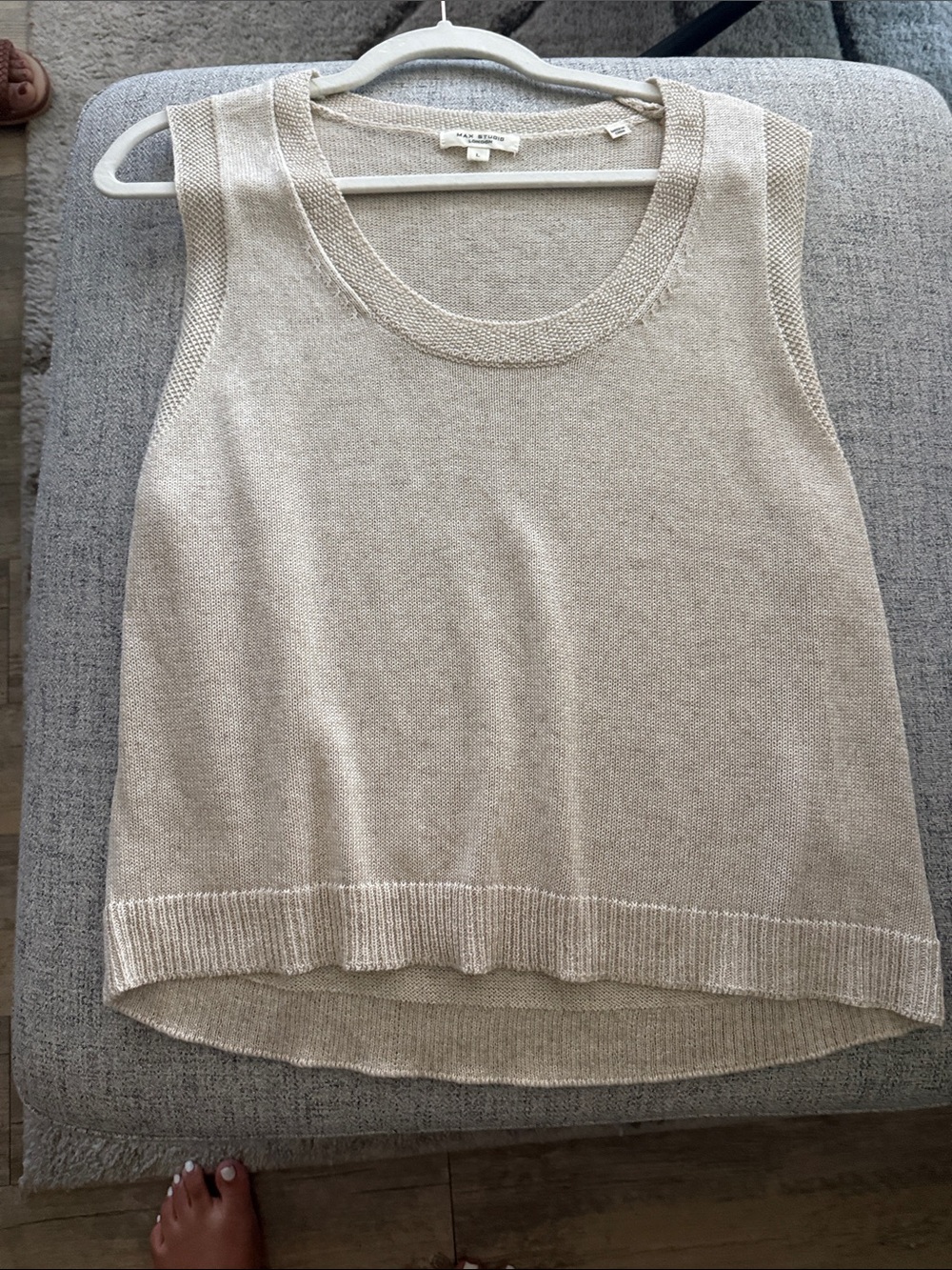 Max Studio Cream Knit Tank Top